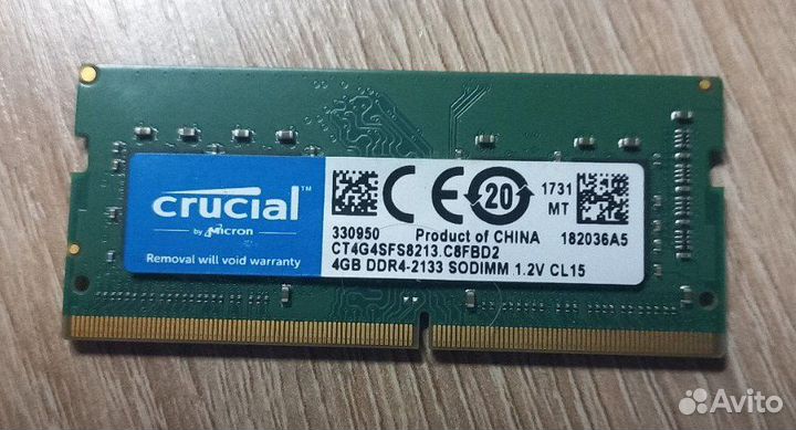 Память оперативная crucial DDR4 SO-dimm 4Gb