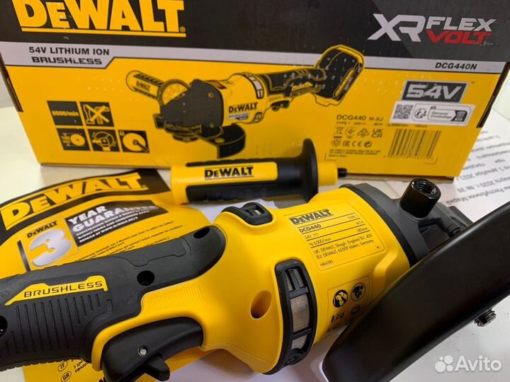 Аккумуляторная ушм dewalt DCG440N (54В) 180 мм