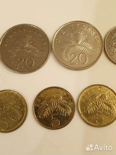 Сингапур набор монет 1,5,10,20 центов, 1 доллар
