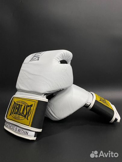 Боксерские перчатки everlast с сеткой, кожа White