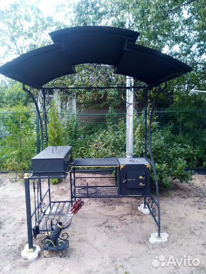 Мангал с печью под казан