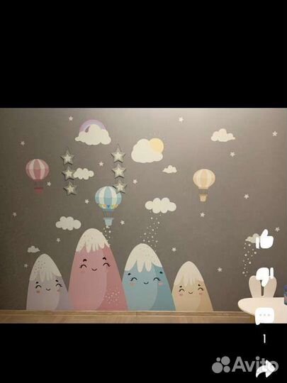 Интерьерные наклейки в детскую Цветные горы