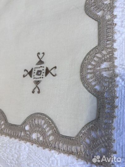 Винтажная салфетка лён вышивка Англия