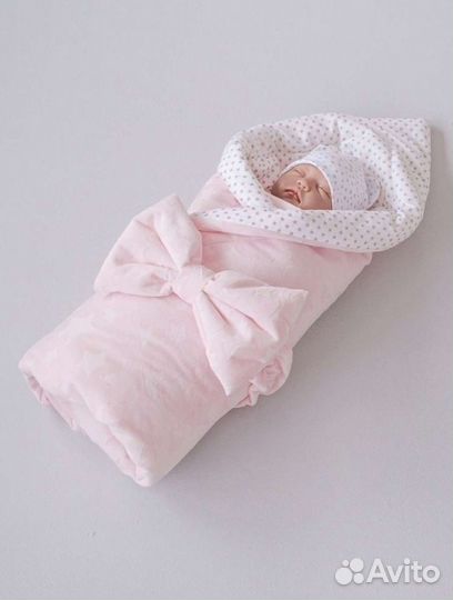 Конверт одеяло на выписку для девочки демисезонное