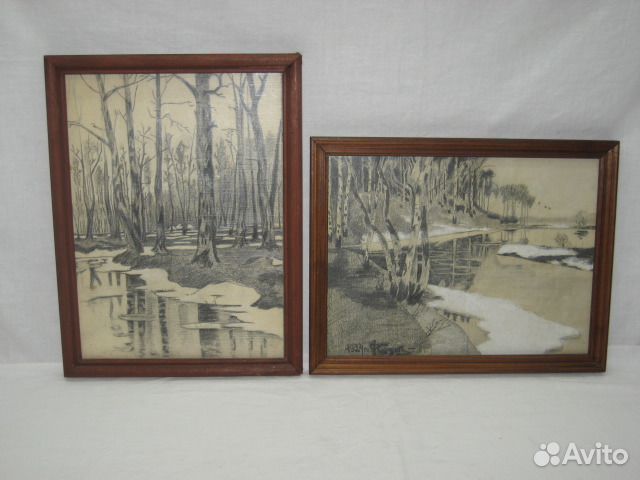 Картина старинная, 2 штуки. 
