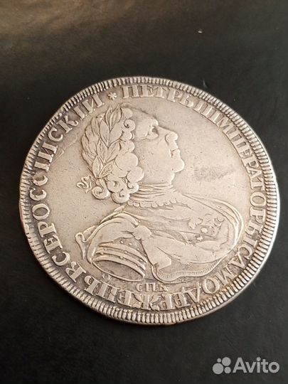 Солнечник, рубль 1725 год. Петр 1, СПб