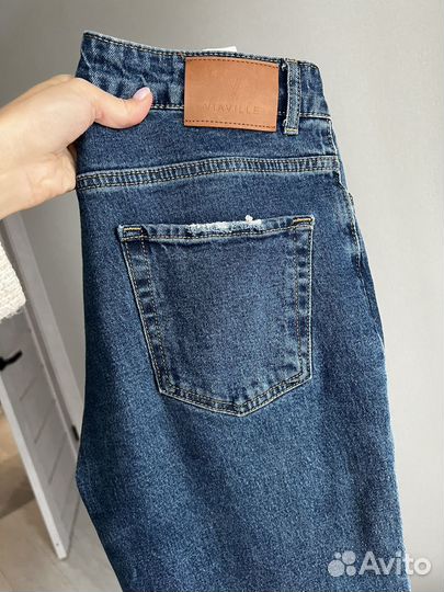 Джинсы прямые с высокой посадкой denim