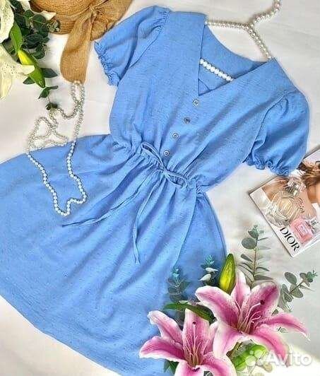 Платье Сингапур синее голубое 42-44