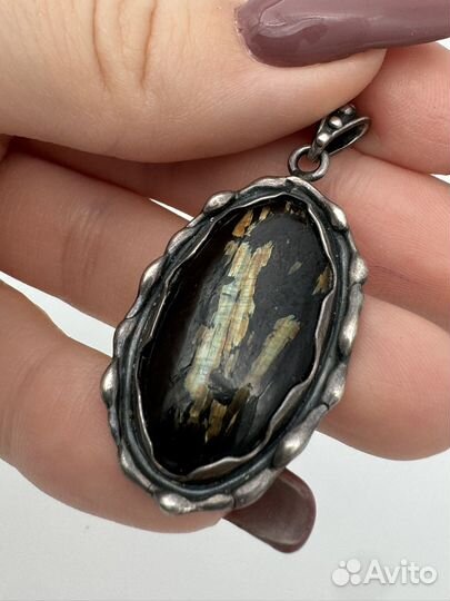 Кулон/подвеска серебро 925 арфведсонит/нуумит