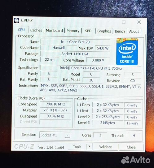 Процессор: Intel i3 4170 3.7Ghz (1150)