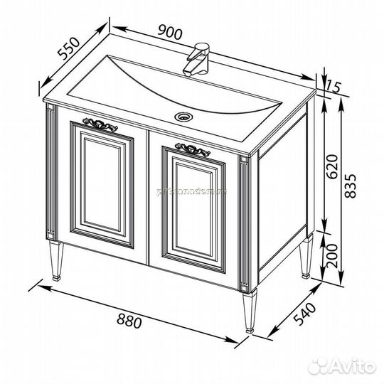 Тумба с раковиной Aquanet Паола 90 белый/серебро (литьевой мрамор)