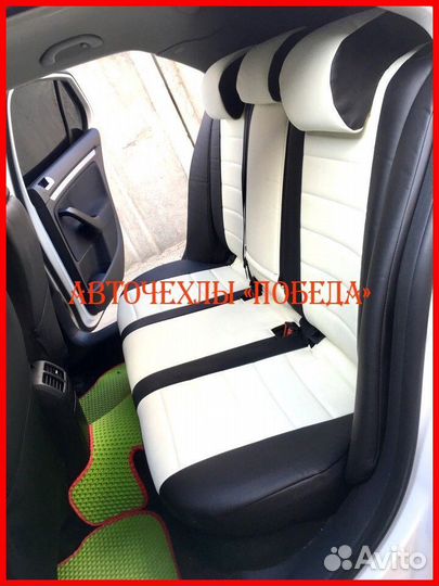 Чехлы Volkswagen Jetta 5 из экокожи чёрно-белые