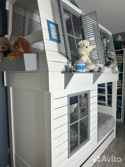 Кровать домик двухъярусная кровать чердак дом