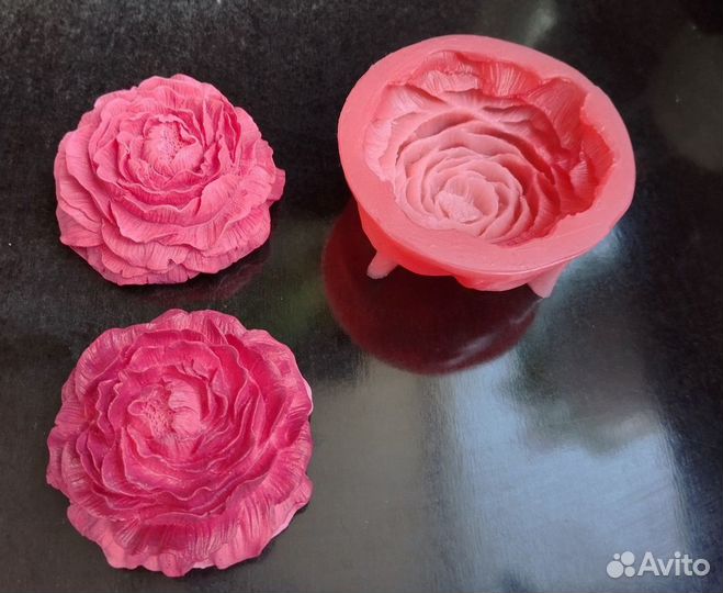 Силиконовая форма для мыла свечей пион