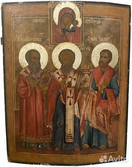 Храмовая икона Николай Чудотворец с избранными 19в