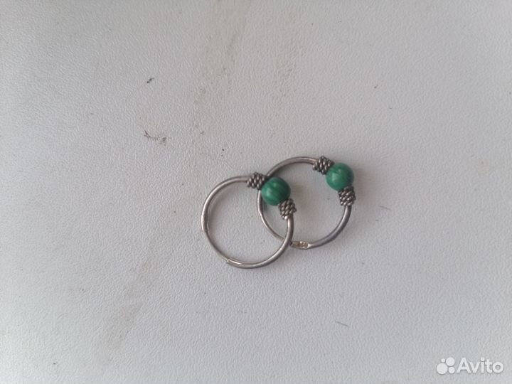 Серьги серебро малахит