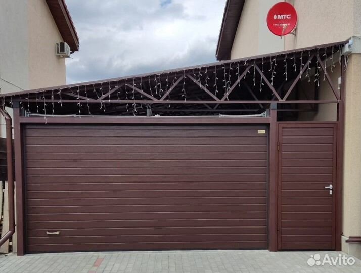 Секционные ворота с калиткой монт-ж до 48 час