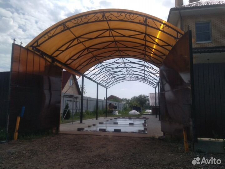 Автонавес. Навес из поликарбоната. Навес. Фермы