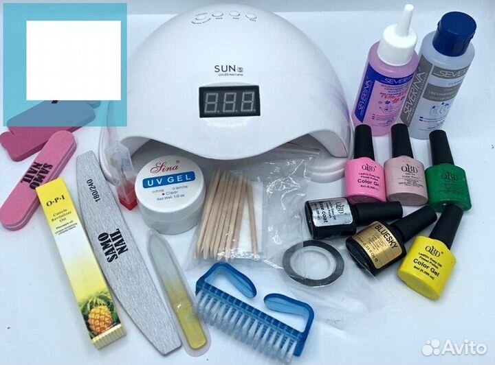 Набор для маникюра с лампой и лаками эконом