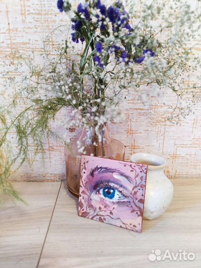 Картина маслом 10*10 см глаз