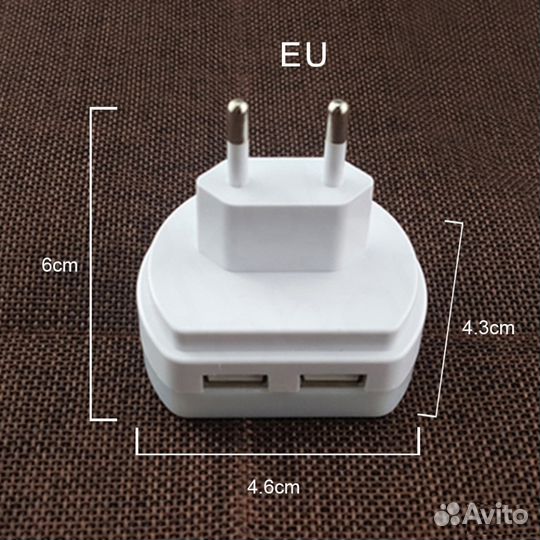 Зарядное на 2 USB 5V/1A со встроенным светильником