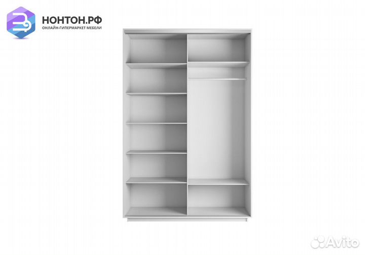 Шкаф-купе Нонтон 2-дверный белый снег / сакура