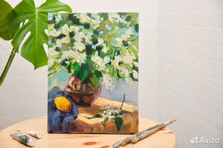 Черемуха картина маслом 20*30