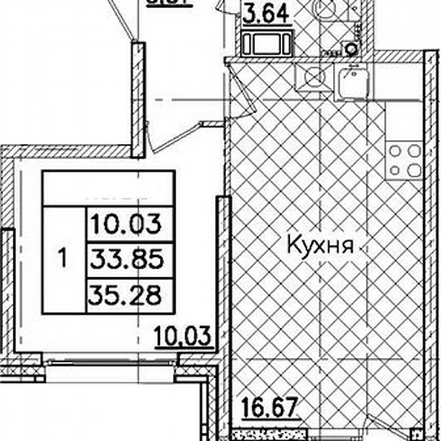 1-к. квартира, 35,3 м², 8/22 эт.