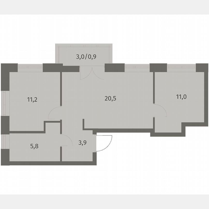 2-к. квартира, 53,3 м², 3/11 эт.