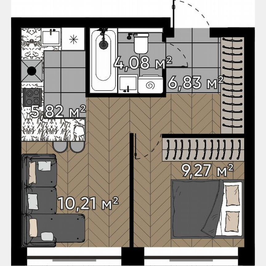 2-к. квартира, 36,2 м², 6/16 эт.