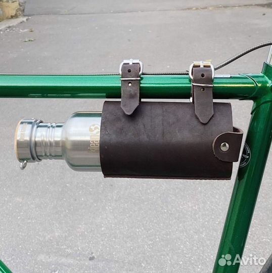 Держатель бутылки на велосипед кожаный коричневый