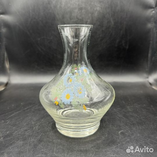 Стеклянный графин узор цветы СССР винтаж интерьер