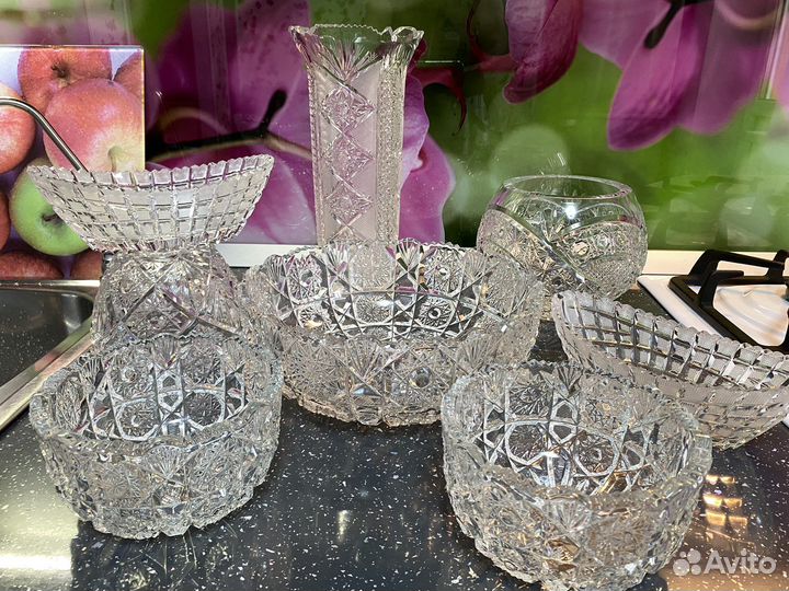 Хрусталь Чехии Гдр СССР Вазы салатники