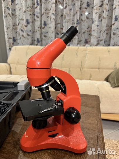 Микроскоп levenhuk 50l красный