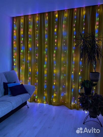 Гирлянда светодиодная штора с пультом