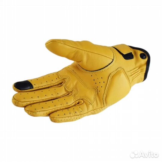 Мотоперчатки кожаные E-Riil желтые
