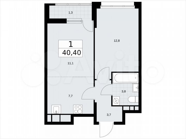 2-к. квартира, 40,4 м², 6/10 эт.