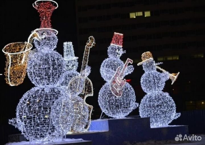 Cветовые фигуры Снеговики и Дед Мороза