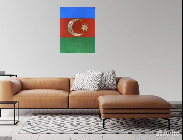 Азербайджанский флаг картина с поталью