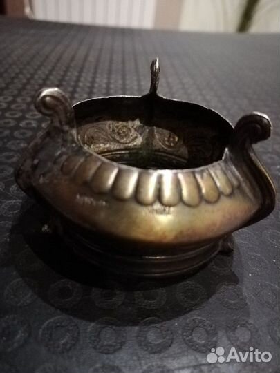 Мельхиоровая солонка цветы