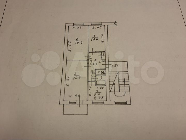 3-к. квартира, 61 м², 5/5 эт.