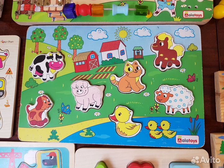Развивающие игрушки вкладыши деревянные