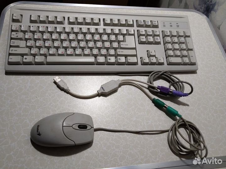 Клавиатура мышь переходник 2 PS2 на 1 USB