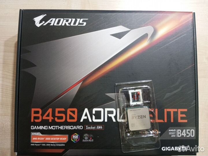 Комплект ryzen 5 5500 + gigabyte b450 aorus