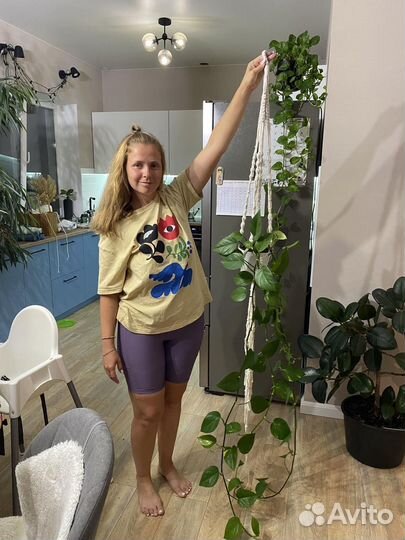 Подвесное кашпо для цветов макраме