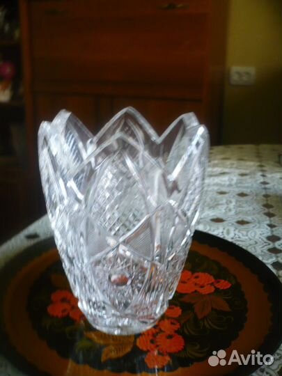 Ваза хрустальная красивая 60х гг 20 века