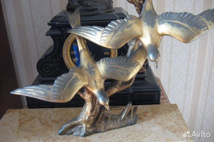 Старинная скульптурная группа чайки 35 см