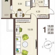 1-к. квартира, 40 м², 5/10 эт.