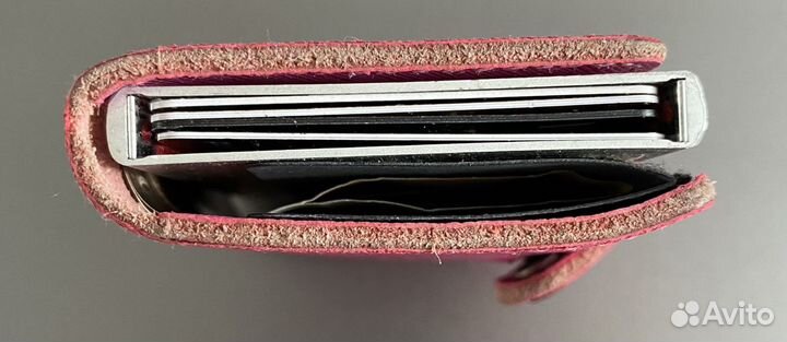 Кошелек розовый кардхолдер кожаный