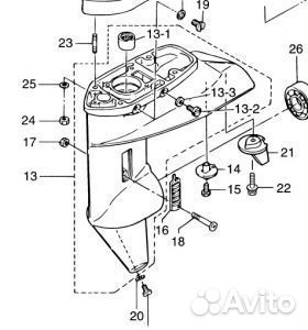 Корпус редуктора Tohatsu (Тохатсу) 18 л.с 2 такта